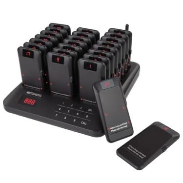 Imagem de Retekess Sistema De Pager Para Restaurantes Td157P, Campainhas Filas Espera, Conjunto Pagers Bolso Hóspedes Com Vibração, Pisca-Pisca E Campainha, 24 Bipes Praça Alimentação