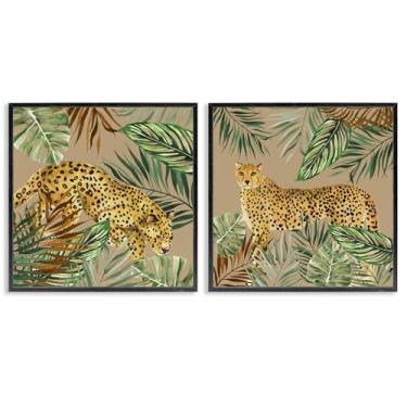Imagem de Stupell Industries Jungle Prowler Cheetahs 2 peças de arte giclée emoldurado preto por Janet Tava, 12 x 12