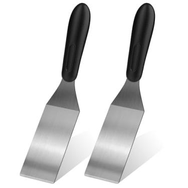 Imagem de Espátula pequena, 2 peças, espátulas de metal para uso na cozinha, mini espátula de servir de aço inoxidável para virar e cozinhar, ideal para brownies, tiramisu, biscoitos, lasanha ou panquecas, etc