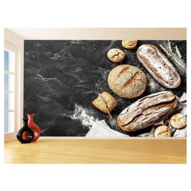 Imagem de Papel De Parede 3D Alimentos Pão Pães Padaria 3,5M Al250 - Você Decora