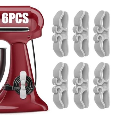 Imagem de Organizador de cabos para utensílios de cozinha, pacote com 6 envoltórios de cabo de silicone cinza – Suporte de cabo aderente para misturadores, cafeteiras, fritadeiras a ar – Solução de