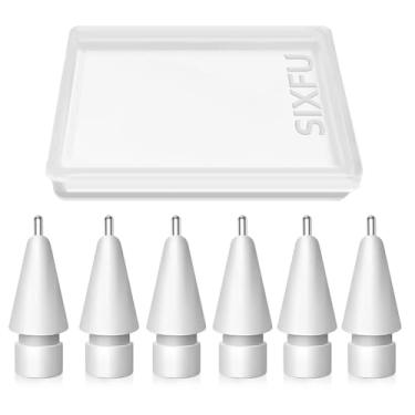 Imagem de SIXFU 6 pontas de lápis de substituição para Apple Pencil, acessórios duráveis para iPad Pro/Apple Pencil Pro/USB-C/ 1ª geração/2ª geração (ponta longa)