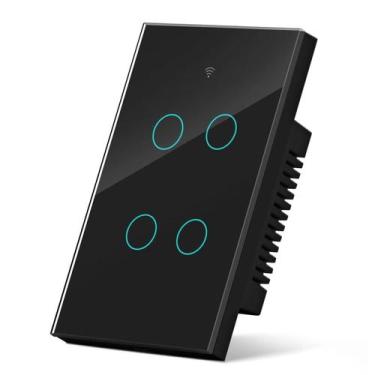 Imagem de Interruptor Inteligente Wi Fi 4 Botões Touch Smart Preto - LUXOR STORE