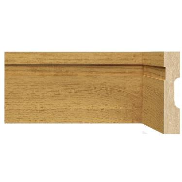 Imagem de Kit Rodapé de MDF 3 Barras Frisadas de 10cm x 2,40m Rende 7,2 Metros Moldufama Carvalho Prime