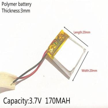 Imagem de Bateria 302020 Com 170mah 3mmx20mmx20mm 2 Fios 3,7v - - bgb