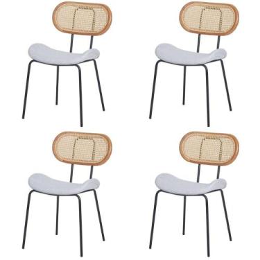 Imagem de Kit 4 Cadeiras Toscana Fratini Estrutura Aço Preto Encosto Madeira tel