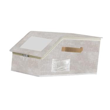 Imagem de WeiLaiKeQi Caixa organizadora de chapéus, empilhável, multifuncional, para presentes, com papelão, para armário, tampa transparente, suporte para boné de, Bege