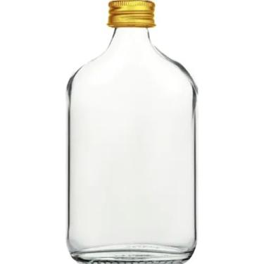 Imagem de Kit 5 Garrafinhas Cantil de Bolso 160ml em Vidro com Tampa de Rosca - Amostras e Whisky (Tampa Dourada)