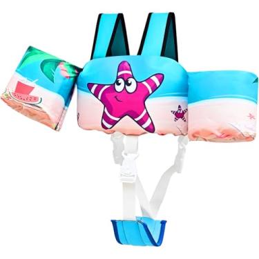 Imagem de Colete de natação infantil, boias infantis para meninos e meninas de 10 a 29,9 kg, colete de natação infantil removível com alça de virilha e arnês de ombro, asas de braço para bebês de 1 2, 3, 4, 5