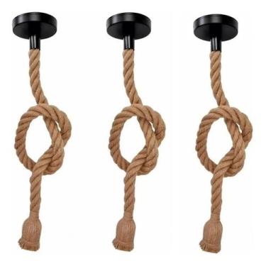Imagem de Kit 3 Pendente Corda Retro Design Rústico Vintage Decorativo - MGC