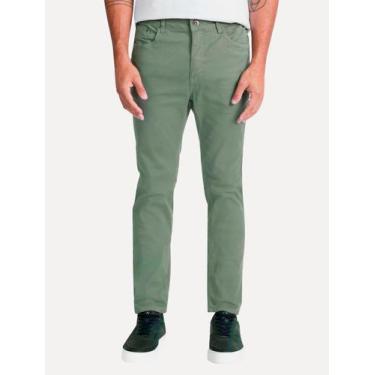 Imagem de Calça Aramis Masculina Sarja Slim Color Tinturada Verde, 38