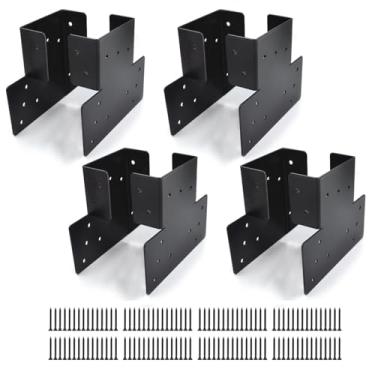 Imagem de FlixGrdy (Pacote Com 8) Suporte De Amarração Telhado Conector Poste Em Forma T Para Viga, Tampa Ajustável 4X4, Cabide Cabeçalho Treliça Aço, Con