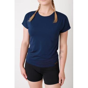 Imagem de Blusa Dry Fit Manga Morcego em Poliéster - Julissa, GG, Azul escuro