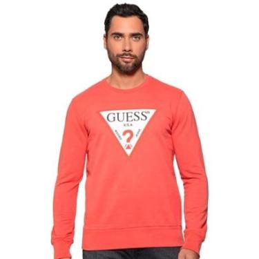 Imagem de Moletom Guess Masculino Crewneck Triangle Logo Salmão-Masculino