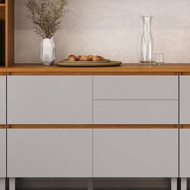 Imagem de Balcão 1 Porta 4 Gavetas 120cm Em Mdf Com Tampo E Dobradiças Slow Motion Lumina Itatiaia Cinamomo/fendi