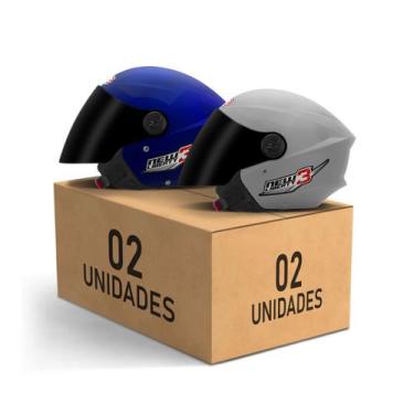 Imagem de Kit 2 Capacetes New Liberty 3 Aberto Viseira Fumê Pro Tork Masculino F
