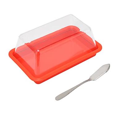 Imagem de Manteiga de Manteiga Com Tampa, Prato de Manteiga Com Tampa Transparente e Faca de Manteiga Quadrate Cheese Cheese Contêiner Prato de Manteiga Com Tampa para Bancada para Mesa de Jantar, Cozinha,