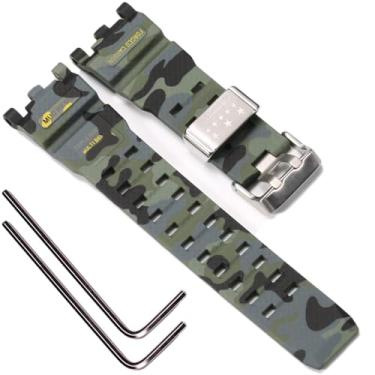 Imagem de Pulseira de relógio de resina compatível com Casio G-shock GWG-2000 Mudmaster Mudmaster masculina à prova d'água (camuflagem verde militar)