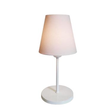 Imagem de Abajur de Mesa Md-2005 Base Aluminio Branco Cúpula em Tecido Cone Branco - Bivolt