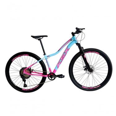Imagem de Bicicleta Aro 29 Ksx Sd7 Feminina 12v Garfo Com Trava K7 11/50 Freios Hidráulicos Kit 1x12 - Rosa/azul Tam. 17