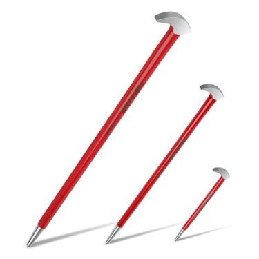 Imagem de TOOLEAGUE Conjunto de 3 peças de barra de alavanca, 15 cm, 30 cm, 40 cm, ferramenta manual de barras de indexação para garagens, alinhamento e elevação de máquinas, vermelho