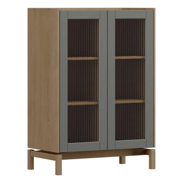 Imagem de Cristaleira 2 Portas Vidro Canelado 80 cm 2156 Oak Ferrolack Milani Store