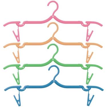 Imagem de Cabides de roupas dobráveis portáteis com clipes, cabides para viagem, leves, duráveis, compactos, dobráveis para camisas, vestidos, casacos, calças, toalhas, roupas de bebê, pacote com 4
