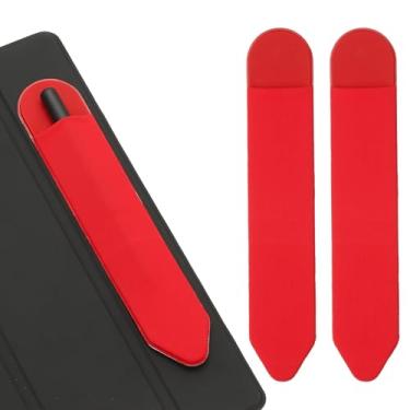 Imagem de PATIKIL Suporte de lápis para Stylus, 2 peças de estojo elástico adesivo para caneta, bolsa, bolso elástico, acessórios para tablet, notebook, atividades ao ar livre, vermelho