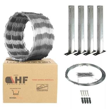 Imagem de Concertina Cerca 30 Cm + Kit Instalação P 10 Metros - Cod 3 - Metalúrg