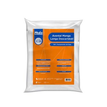 Imagem de Avental Descartável TNT Branco Manga Longa (Gramatura 40) C/10 unds - 