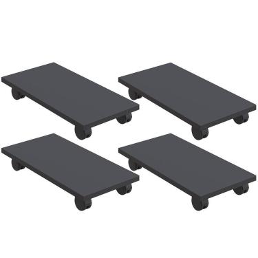 Imagem de Kit 04 Suportes Para Cpu Com Rodízios Cyber L03 Preto