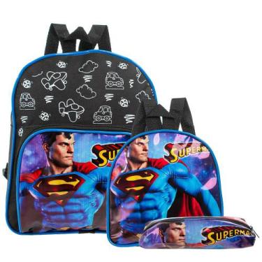 Imagem de Mochila Escolar Super Homem Herois Costas Lancheira+Estojo - Toys 2U