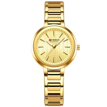 Imagem de Relógio Feminino Minimalista Dial Quartzo Design Fino à Prova D´agua Dourado