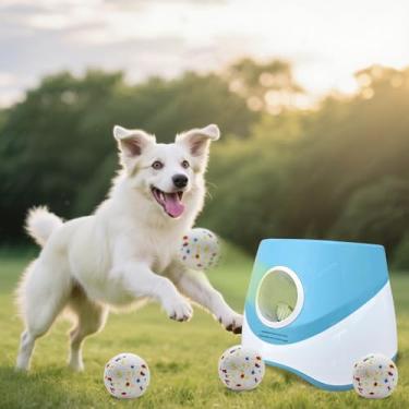 Imagem de MEKAPLE Lançador automático de bolas para cães Samll para cães médios, lançador de bolas de brinquedo interativo atualizado, brinquedos estimulantes mentais ajustáveis à distância com 4 bolas Etpu de