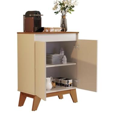 Imagem de Buffet Cancun 2 Portas Aparador Balcão Cantinho Do Café Sala Para Cozinha (OFF WHITE/FREIJÓ)