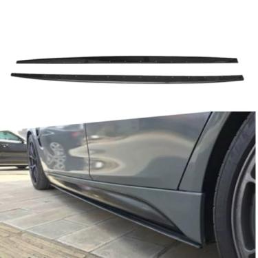 Imagem de Extensão de spoiler labial de saia lateral de carro difusor protetor para F30 2013-2018 MP estilo carro lateral divisor avental acessórios (preto brilhante)