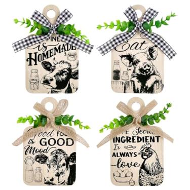 Imagem de PH PandaHall Tábua De Corte Para Decoração Parede Cozinha Com 4 Peças Animais Fazenda, Conjunto Placas Comida, Decorações Madeira Sala Jantar, Quarto E Estar, 5,9 X 3,5 Polegadas