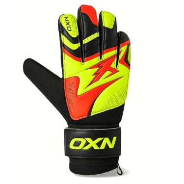 Imagem de Luva Goleiro Futebol OXN Látex Aderente Grip Corte Negativo Ajustável Tamanho Adulto e Infantil Junior Criança Masculino Feminino Profissional Jogo Campeonato (Amarela, 11)