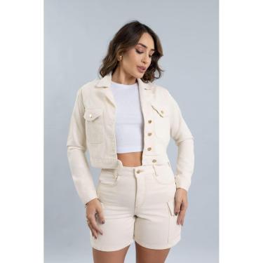 Imagem de Jaqueta Sarja Cropped Manga Longa Feminina Lemier Collection-Feminino