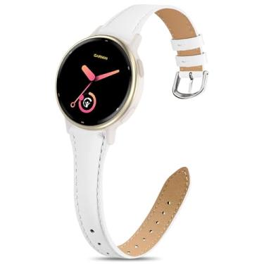Imagem de EverAct Pulseira de couro fino compatível com Garmin Vivoactive 6/Vivoactive 5/3/3 Music, pulseira de substituição fina e estreita de couro genuíno de 20 mm para Venu Sq 2/Venu 2 Plus/Forerunner 165