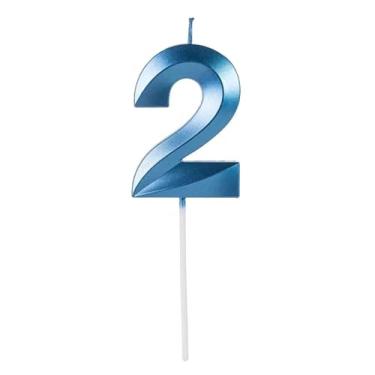 Imagem de Vela de Aniversario Design Azul Perolizada (Numero 2)