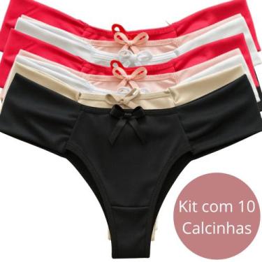 Imagem de Kit Calcinha Feminina Com 10 Fio Duplo Lingerie Tanga Conforto Básico 