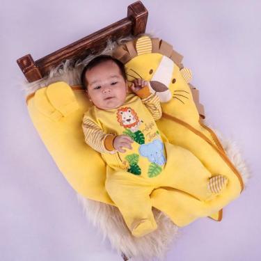 Imagem de Saída de Maternidade Menino Luxo Leão Safari Amarelo 03 Peças - Amora 