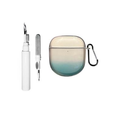 Imagem de [3 em 1] Capa transparente SKPY compatível com fones de ouvido Bose QuietComfort II/QC Ultra Earbuds com chaveiro e kit de limpeza, capa de TPU macio gradiente à prova de choque para mulheres