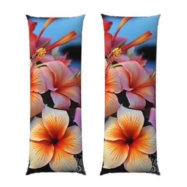 Imagem de Capa de travesseiro corporal com zíper oculto, fronha longa de microfibra macia e respirável para travesseiro corporal, capas de travesseiro de flores do Havaí para dormir, presente de cama, capa de