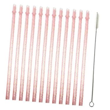 Imagem de Llazsybz 12 Canudos Reutilizáveis para Festas, Canudos Decorativos com Glitter para Festas de Formatura, Bares, Cafés E Reuniões, Rosa