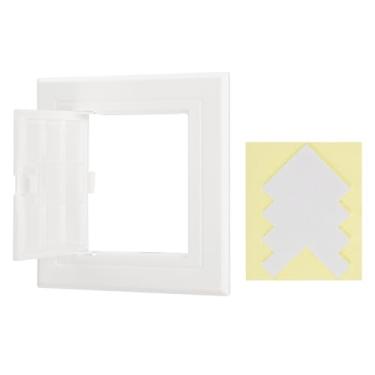Imagem de PATIKIL Painel de acesso para drywall 10 x 10 cm, 1 conjunto de plástico ABS capa de orifício de parede porta de acesso com fita dupla face para teto de parede, branco