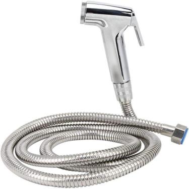 Imagem de Ducha Higienica Intima Cromada Abs Com Gatilho Completa Para Banheiro Flexivel Mangueira 1m Luxo