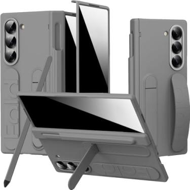 Imagem de NINKI Capa de celular S Pen para Samsung Galaxy Z Fold 7, protetor de tela de privacidade e alça, proteção de dobradiça rígida + suporte para Samsung Fold 7 capa de celular com faixa de dedo Z Fold7 S