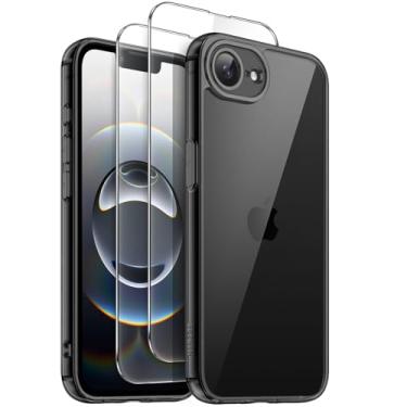 Imagem de JETech 3 em 1 Capa para iPhone 16e 6,1 Polegadas 2025 com Protetores de Tela de Vidro Temperado de 2 Unidades, Case de Telefone à Prova de Choque e Capinha de Antiamarelecimento (Preto)